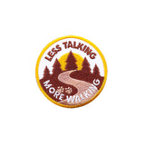 Scout's Honour Less Talking More Walking iron-on patch for dogs