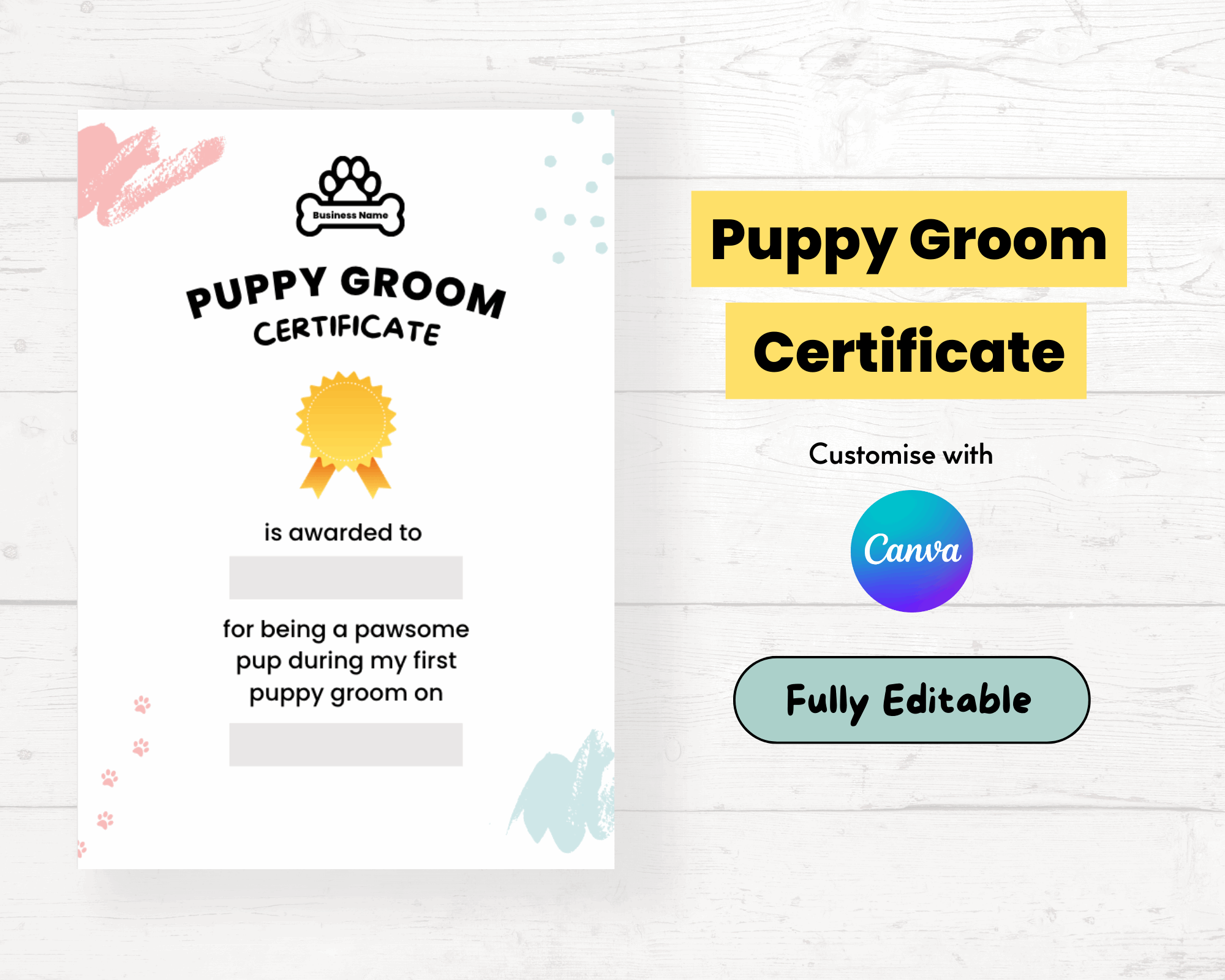 Puppy First Groom Certificate - Underdog Pets