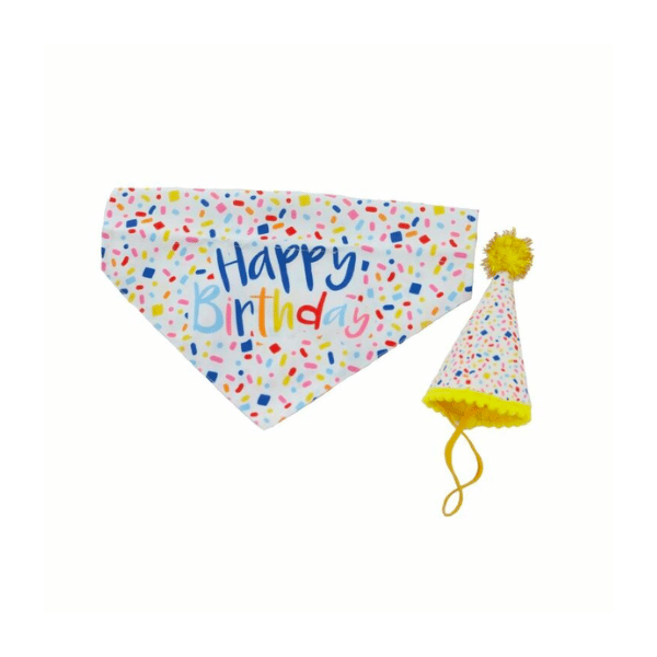 Ancol Pawty Time Dog Birthday Sprinkles Bandana and Hat