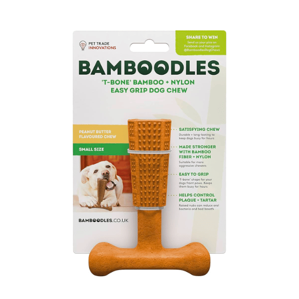 Bamboodles T Bone Dog Chew Toy Peanut Butter Flavour
