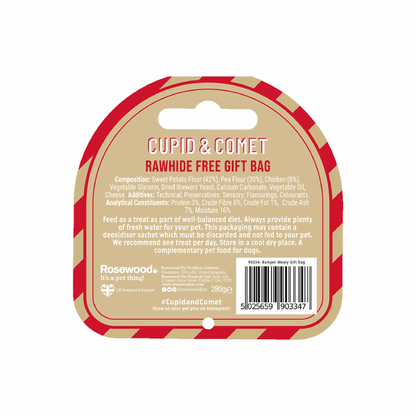 Cupid & Comet Rawhide Free Gift Bag - Underdog Pets