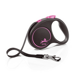 Flexi Black Design Extending Dog Lead Tape 5m Black/Pink Medium