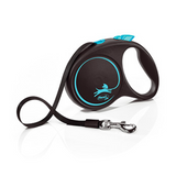 Flexi Black Design Extending Dog Lead Tape 5m Black/Blue Medium