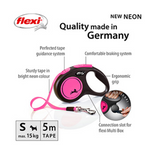 Flexi New Neon Extending Dog Lead Tape 5m Pink Small