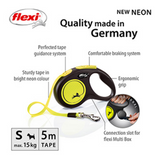 Flexi New Neon Extending Dog Lead Tape 5m Yellow Small
