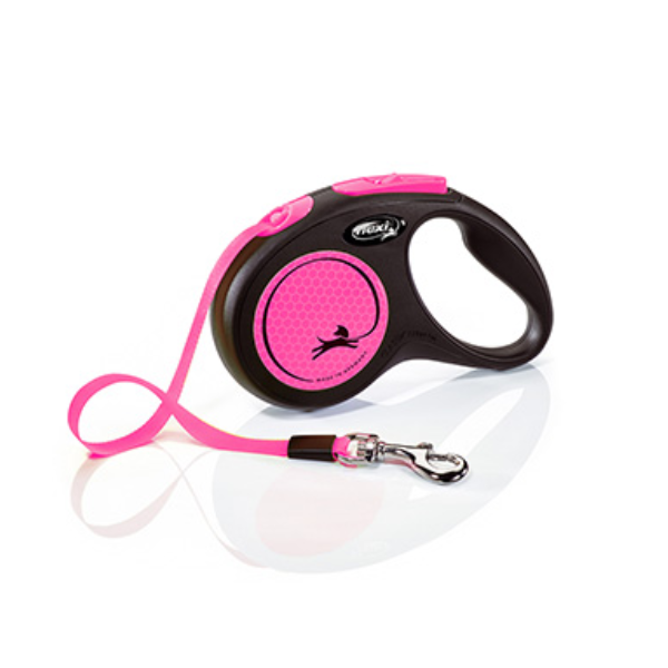 Flexi New Neon Extending Dog Lead Tape 5m Pink Medium