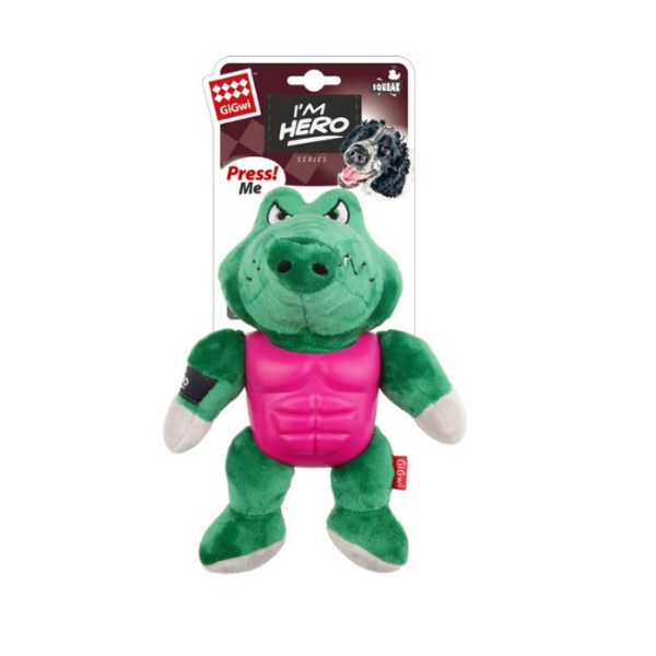 GiGwi I'm Hero TPR Armor Alligator TPR/Plush with Squeaker