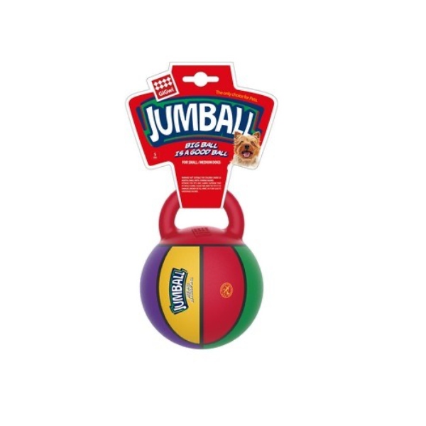 GiGwi Rubber Jumball Basketball With Handle Multi Small 266470