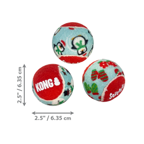 KONG Christmas Holiday SqueakAir Balls 6pk Medium