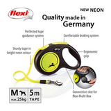 Flexi New Neon Extending Dog Lead Tape 5m Yellow Medium