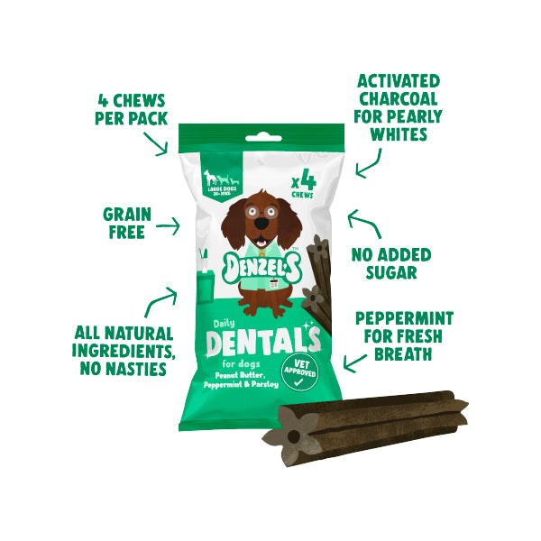 Denzel's Vegan Dental Chews with Peanut Butter, Peppermint & Parsley - Underdog Pets